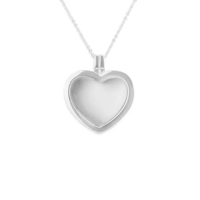 EverWith Rings EverWith Small Heart Glass Locket Sterling Silver Memorial Ashes Locket With Fine Crystals