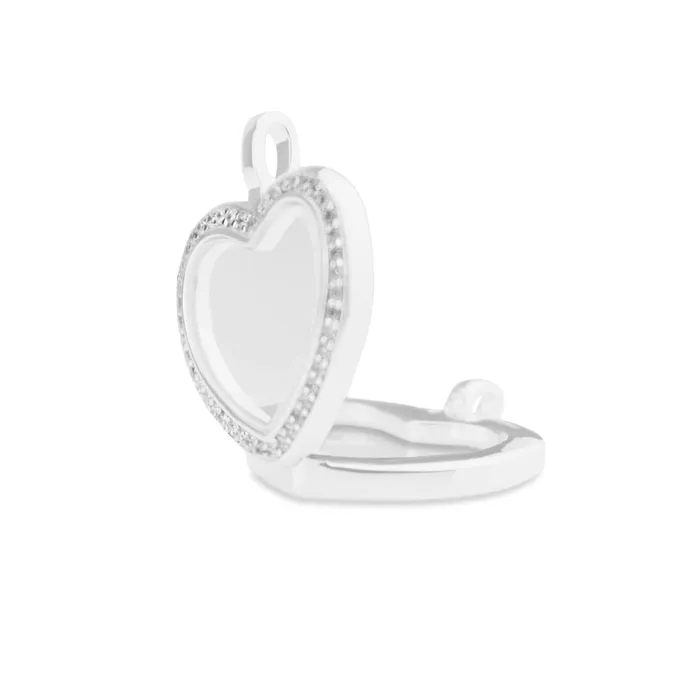 EverWith Rings EverWith Small Heart Glass Locket Sterling Silver Memorial Ashes Locket With Fine Crystals