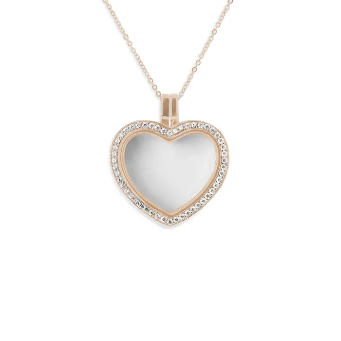 EverWith Rings EverWith Small Heart Glass Locket Sterling Silver Memorial Ashes Locket With Fine Crystals