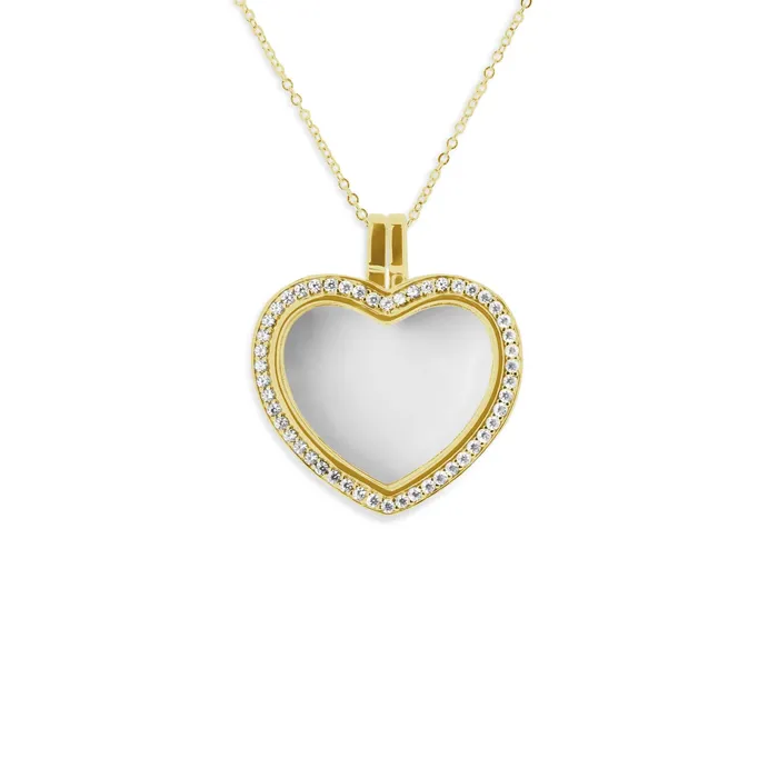 EverWith Rings EverWith Small Heart Glass Locket Sterling Silver Memorial Ashes Locket With Fine Crystals