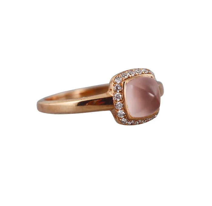 Fred Pain de Sucre Rose Gold Diamond Quartz Small Model Ring Fred Paris Rings