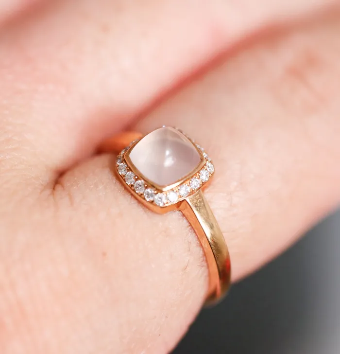 Fred Pain de Sucre Rose Gold Diamond Quartz Small Model Ring Fred Paris Rings