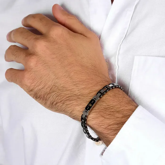 Maserati Bracelets Maserati Ceramic Gold Mens Bracelet Stainless Steel 18K Gold and Ceramic
