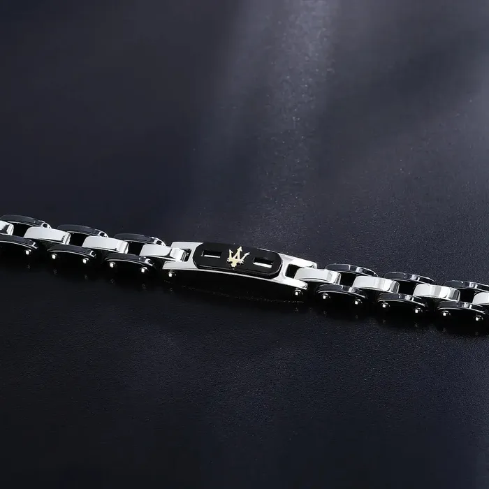 Maserati Bracelets Maserati Ceramic Gold Mens Bracelet Stainless Steel 18K Gold and Ceramic