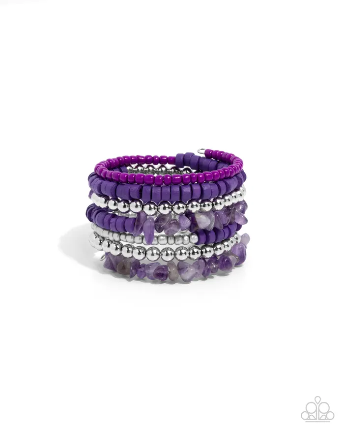 Paparazzi Accessories Bracelets Plentiful Pizzazz Purple Coil Bracelet Jewelry by Bretta