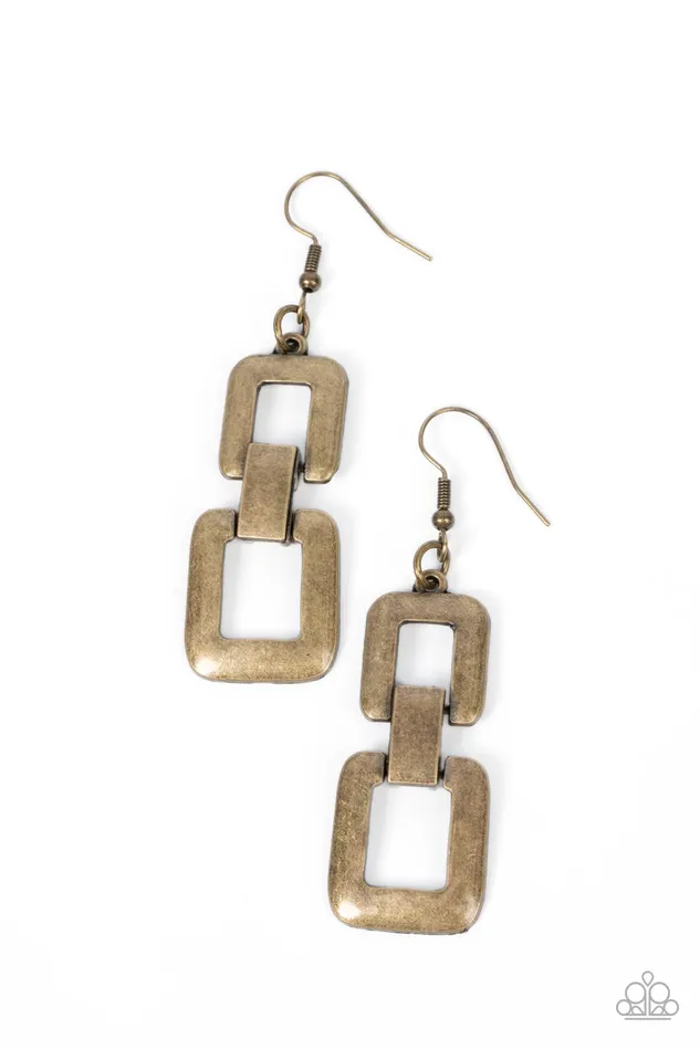 Paparazzi Accessories Earrings Public Square Brass Earrings Jewelry by Bretta