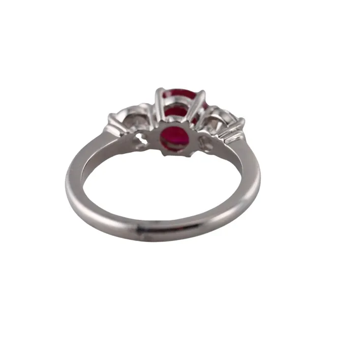 Platinum Diamond Ruby Engagement Ring Not Signed Rings