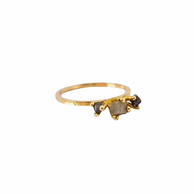 Rings Joanna Jablko Jewelry Raw 14 kt gold diamond ring