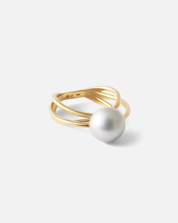 Ruoria Rings WeiWave Trio Tahitian Pearl Ring Ruoria Rings WeiWave Trio Tahitian Pearl Ring