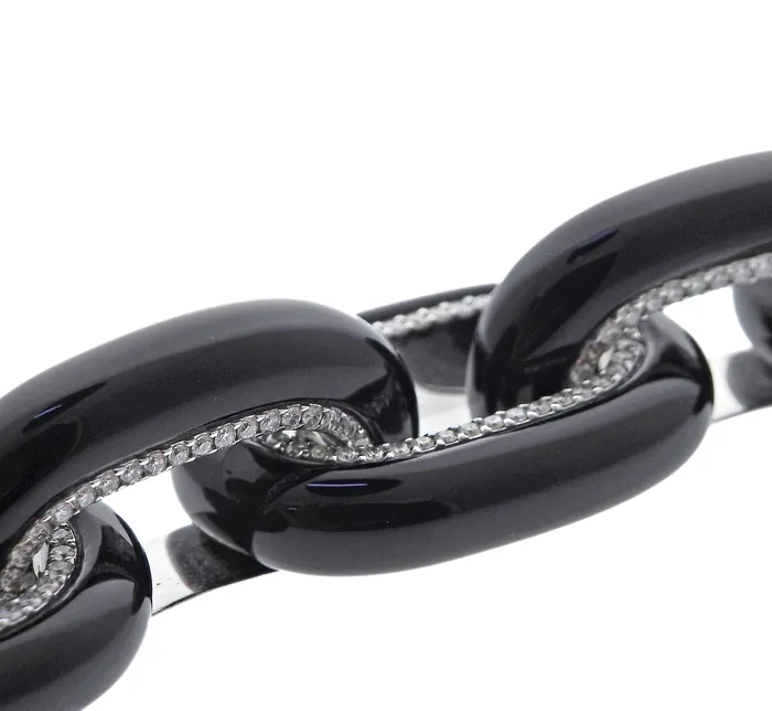 Seaman Schepps Bodrum Onyx Diamond Gold Link Bracelet Seaman Schepps Bracelets