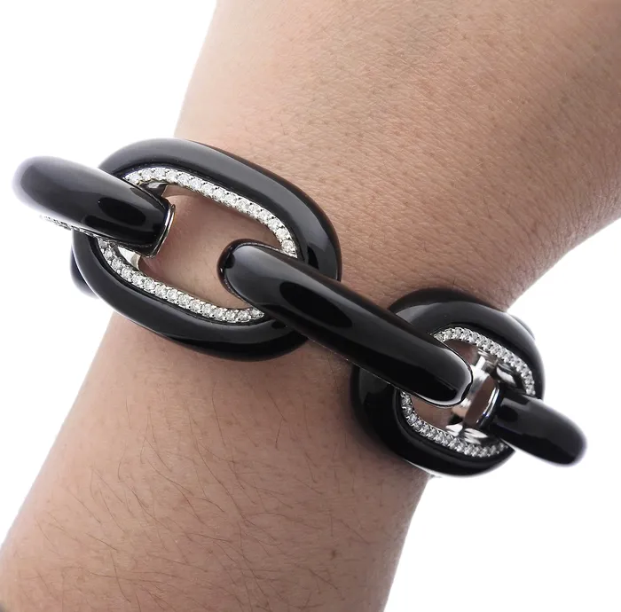 Seaman Schepps Bodrum Onyx Diamond Gold Link Bracelet Seaman Schepps Bracelets