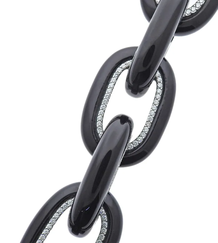 Seaman Schepps Bodrum Onyx Diamond Gold Link Bracelet Seaman Schepps Bracelets