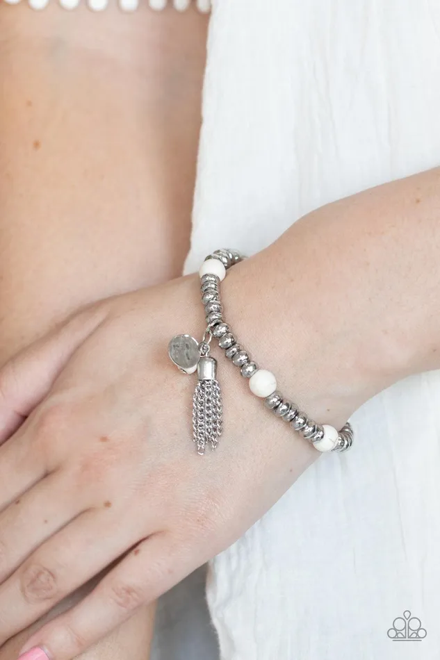 Whimsically Wanderlust White Bracelet Jewelry by Bretta Paparazzi Accessories Bracelets Whimsically Wanderlust White Bracelet Jewelry by Bretta Paparazzi Accessories Bracelets