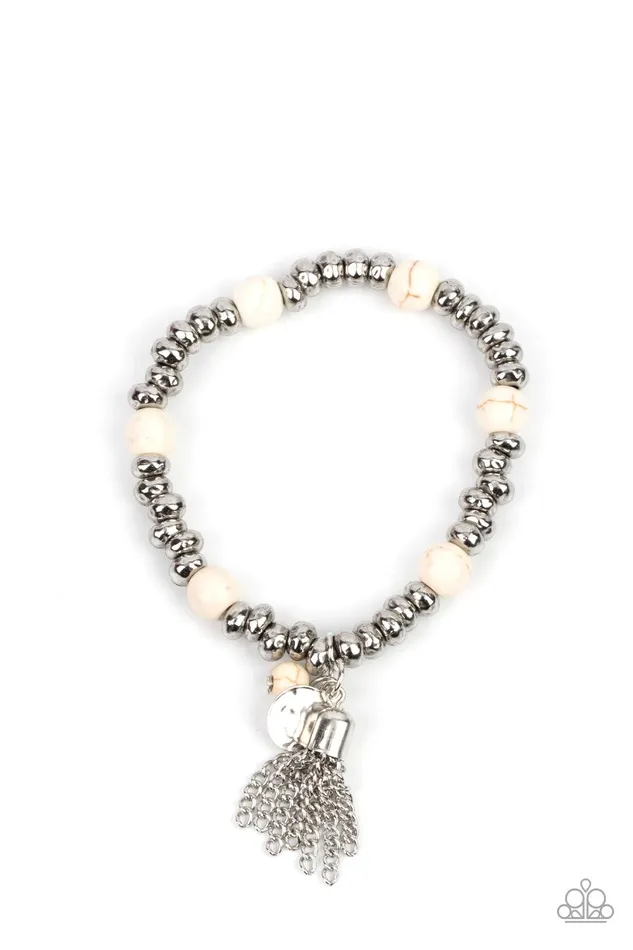 Whimsically Wanderlust White Bracelet Jewelry by Bretta Paparazzi Accessories Bracelets