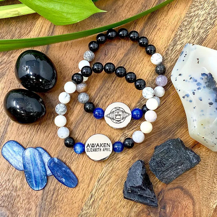 10mm Elizabeth April New Earth Spiritual AWAKEN Limited Edition Stretch Bracelet Lily Rose Jewelry Co Bracelets