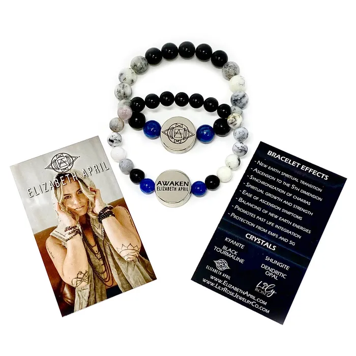 10mm Elizabeth April New Earth Spiritual AWAKEN Limited Edition Stretch Bracelet Lily Rose Jewelry Co Bracelets
