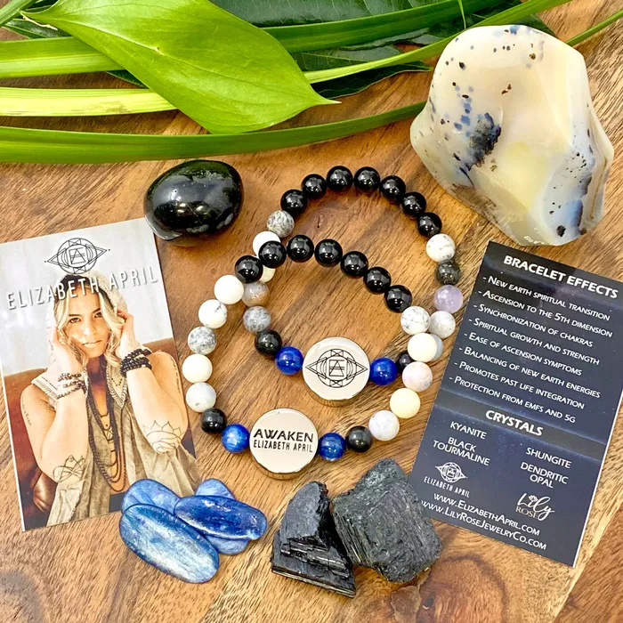 10mm Elizabeth April New Earth Spiritual AWAKEN Limited Edition Stretch Bracelet Lily Rose Jewelry Co Bracelets