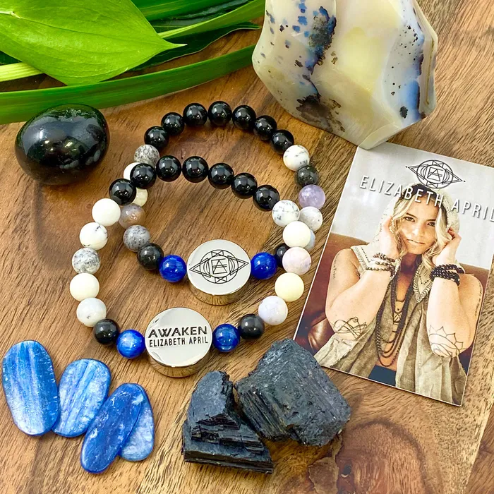 10mm Elizabeth April New Earth Spiritual AWAKEN Limited Edition Stretch Bracelet Lily Rose Jewelry Co Bracelets