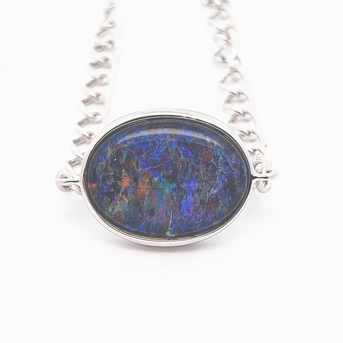 Bracelets Australian Triplet Opal Bracelet Set in 925 Sterling Silver Australian Opal Cutters
