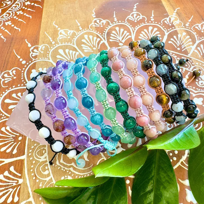 Bracelets Lily Rose Jewelry NEW Moonstone Divine Feminine Healing Empathy Emotional Balance Woven Inner Strength Collection Nylon Braided Adjustable 6mm Bead Bracelet