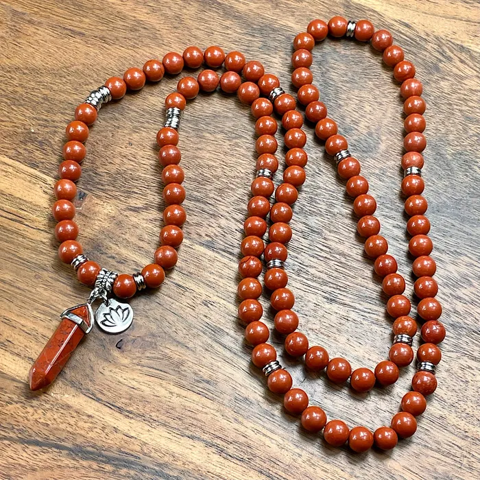 Bracelets Red Jasper Earth Warrior Freedom Fighter Protection 108 Mala Necklace Bracelet Lily Rose Jewelry