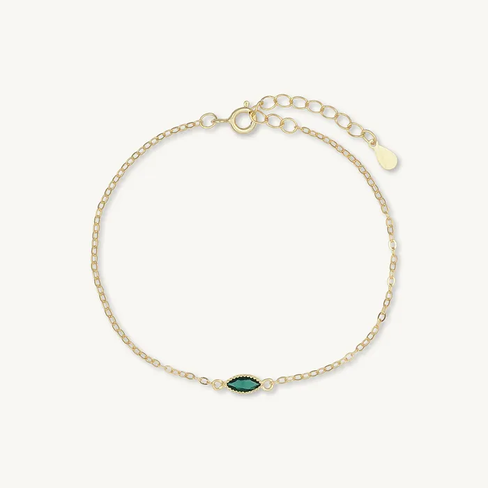 Camile Stone Bracelets Emerald Evil Eve Marquise Chain Bracelet
