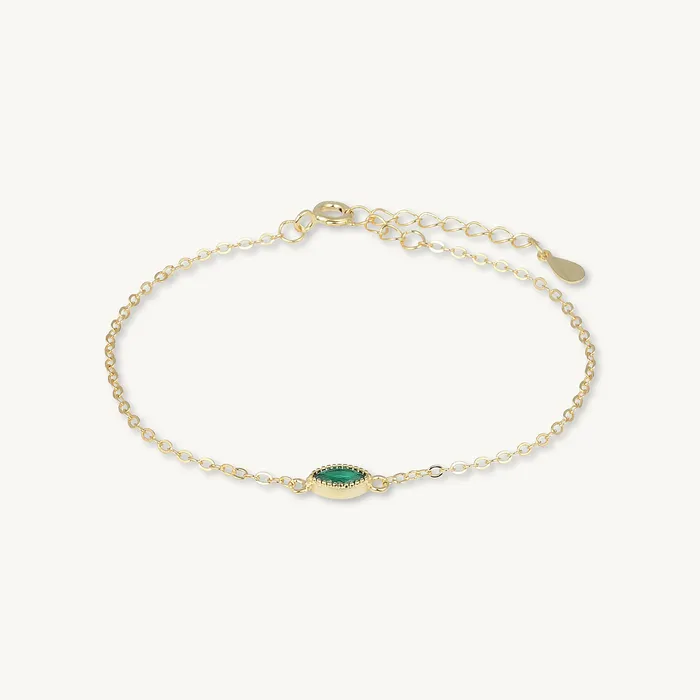 Camile Stone Bracelets Emerald Evil Eve Marquise Chain Bracelet