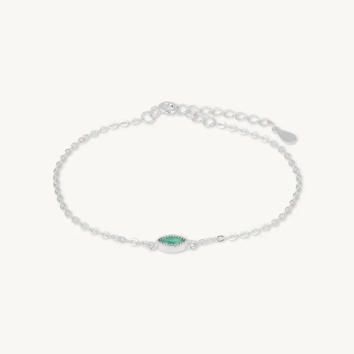 Camile Stone Bracelets Emerald Evil Eve Marquise Chain Bracelet