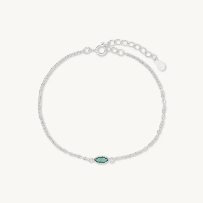 Camile Stone Bracelets Emerald Evil Eve Marquise Chain Bracelet