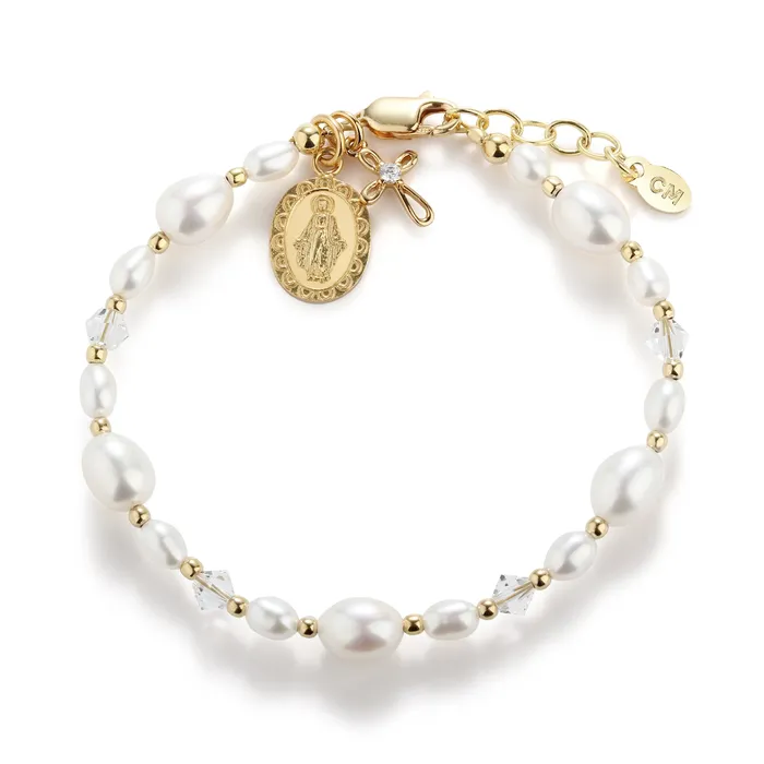 Cherished Moments Girls 14K GoldPlated First Communion Bracelet with Miraculous Medal Bracelets Cherished Moments Girls 14K GoldPlated First Communion Bracelet with Miraculous Medal Bracelets
