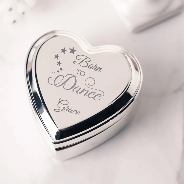 Custom Silver Heart Dance Jewelry Box with Engraving for Girls Cherished Moments Jewelry Necklaces