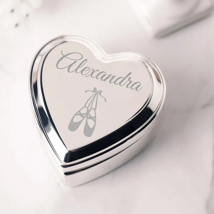 Custom Silver Heart Dance Jewelry Box with Engraving for Girls Cherished Moments Jewelry Necklaces