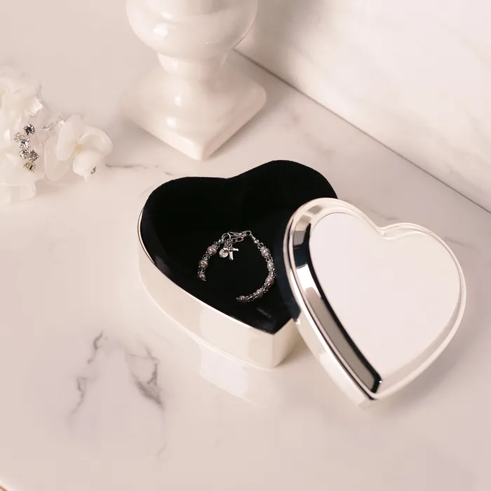 Custom Silver Heart Dance Jewelry Box with Engraving for Girls Cherished Moments Jewelry Necklaces