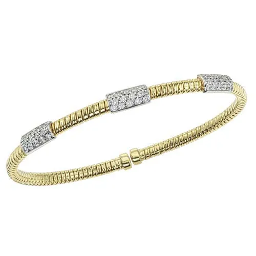 DA Gold Bracelets 18k Yellow Gold Diamond Flex Cuff Bracelet I3329
