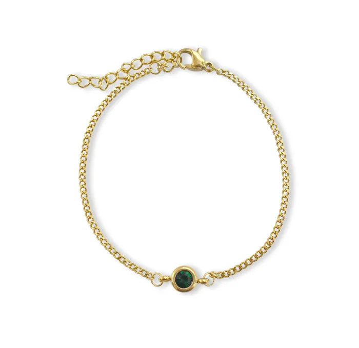 DELILAH GOLD DAINTY EMERALD BIRTHSTONE BRACELET MAY Mai Dsire Bracelets