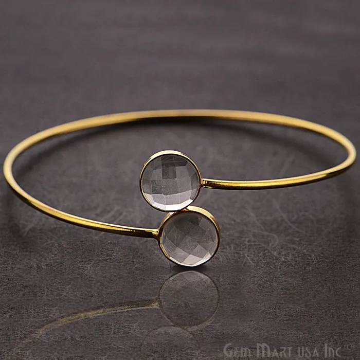 GemMartUSA Bracelets Round 10mm Adjustable Gold Plated Bangle Bracelet Choose Gemstone GemMartUSA Bracelets Round 10mm Adjustable Gold Plated Bangle Bracelet Choose Gemstone