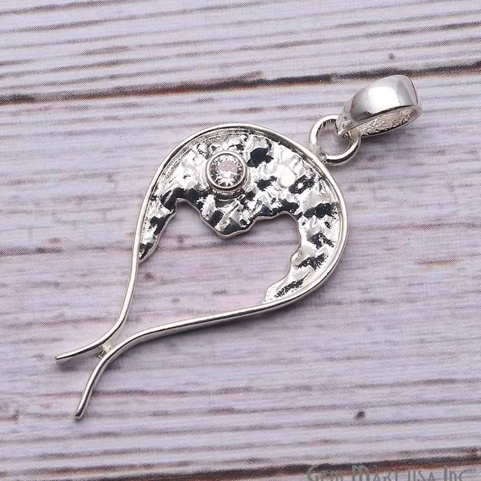 GemMartUSA Necklaces DIY Gemstone 35x18mm Silver Plated Unique Necklace Pendant