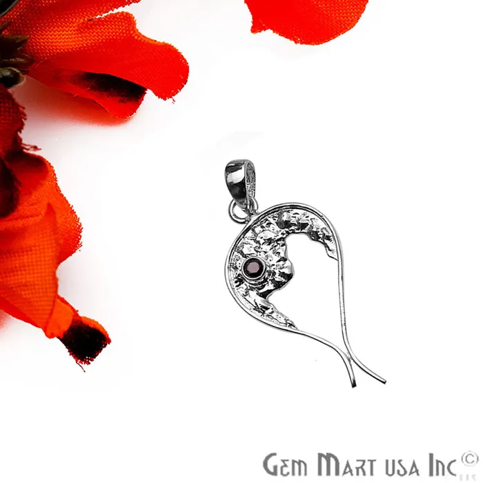 GemMartUSA Necklaces DIY Gemstone 35x18mm Silver Plated Unique Necklace Pendant