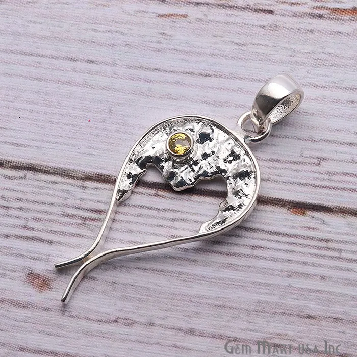 GemMartUSA Necklaces DIY Gemstone 35x18mm Silver Plated Unique Necklace Pendant