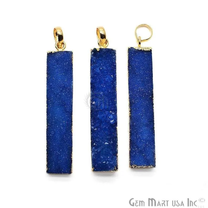 GemMartUSA Necklaces Druzy 43x7mm Single Bail Gold Electroplated Bar Charm Necklace Pendant GemMartUSA Necklaces Druzy 43x7mm Single Bail Gold Electroplated Bar Charm Necklace Pendant
