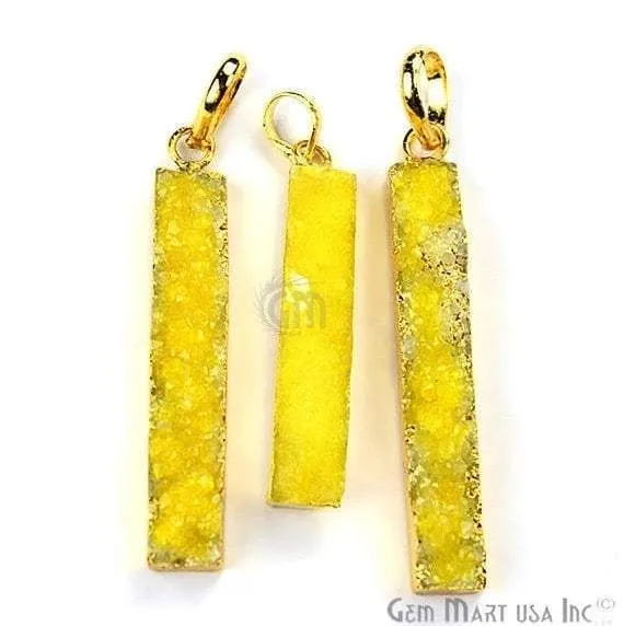 GemMartUSA Necklaces Druzy 43x7mm Single Bail Gold Electroplated Bar Charm Necklace Pendant GemMartUSA Necklaces Druzy 43x7mm Single Bail Gold Electroplated Bar Charm Necklace Pendant