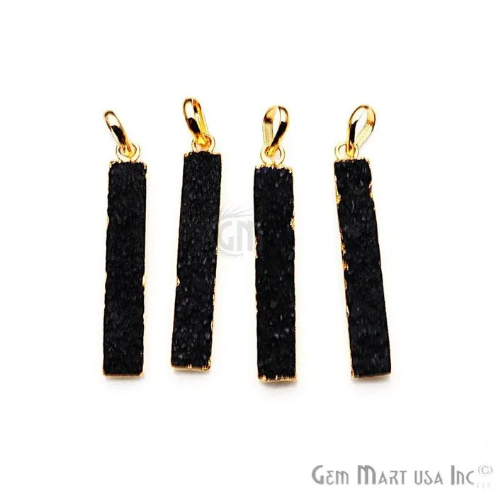 GemMartUSA Necklaces Druzy 43x7mm Single Bail Gold Electroplated Bar Charm Necklace Pendant GemMartUSA Necklaces Druzy 43x7mm Single Bail Gold Electroplated Bar Charm Necklace Pendant