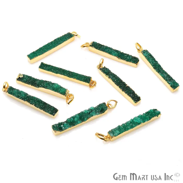 GemMartUSA Necklaces Druzy 43x7mm Single Bail Gold Electroplated Bar Charm Necklace Pendant GemMartUSA Necklaces Druzy 43x7mm Single Bail Gold Electroplated Bar Charm Necklace Pendant
