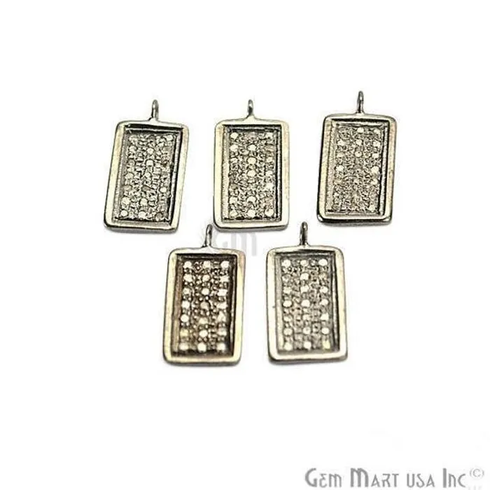 GemmartUSA Necklaces Rectangle Shape 16x8mm Diamond Pendant Sterling Silver Necklace Charm Pendant GemmartUSA Necklaces Rectangle Shape 16x8mm Diamond Pendant Sterling Silver Necklace Charm Pendant