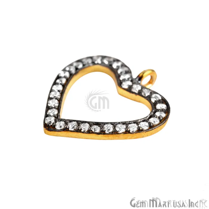 Heart Cubic Zircon Pave Charm Gold Vermeil Charm For Bracelet Pendants GemMartUSA Bracelets Heart Cubic Zircon Pave Charm Gold Vermeil Charm For Bracelet Pendants GemMartUSA Bracelets