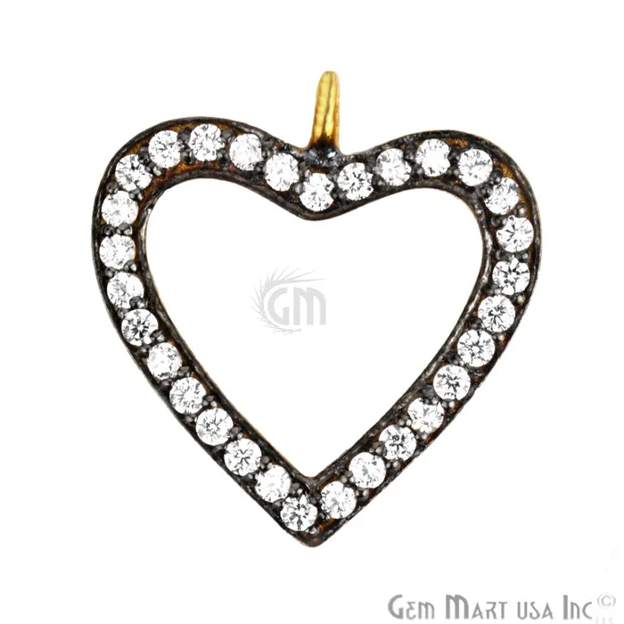 Heart Cubic Zircon Pave Charm Gold Vermeil Charm For Bracelet Pendants GemMartUSA Bracelets