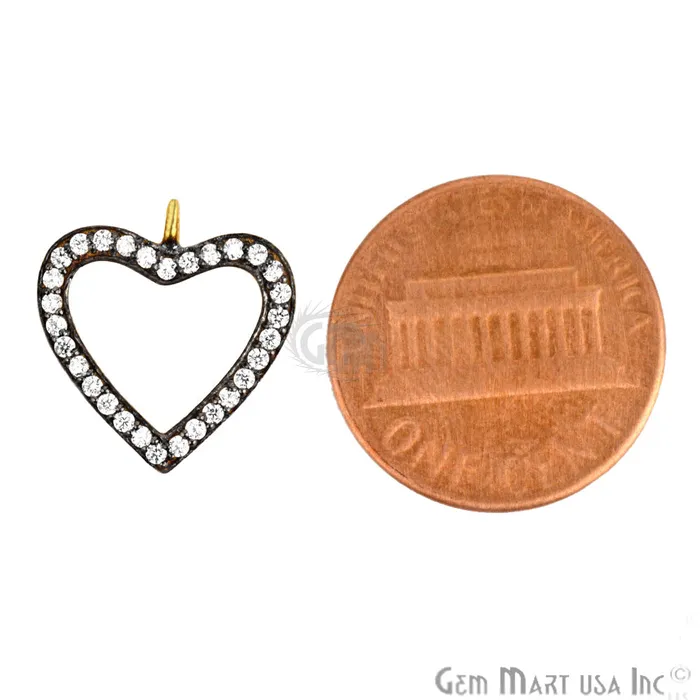 Heart Cubic Zircon Pave Charm Gold Vermeil Charm For Bracelet Pendants GemMartUSA Bracelets