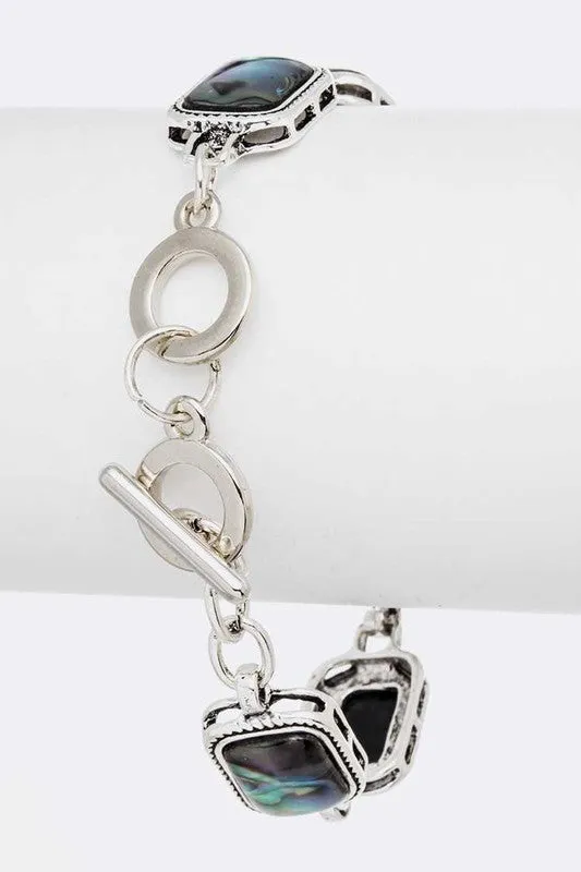 LA Jewelry Plaza Bracelets Abalone Square Link Station Toggle Bracelet LA Jewelry Plaza Bracelets Abalone Square Link Station Toggle Bracelet