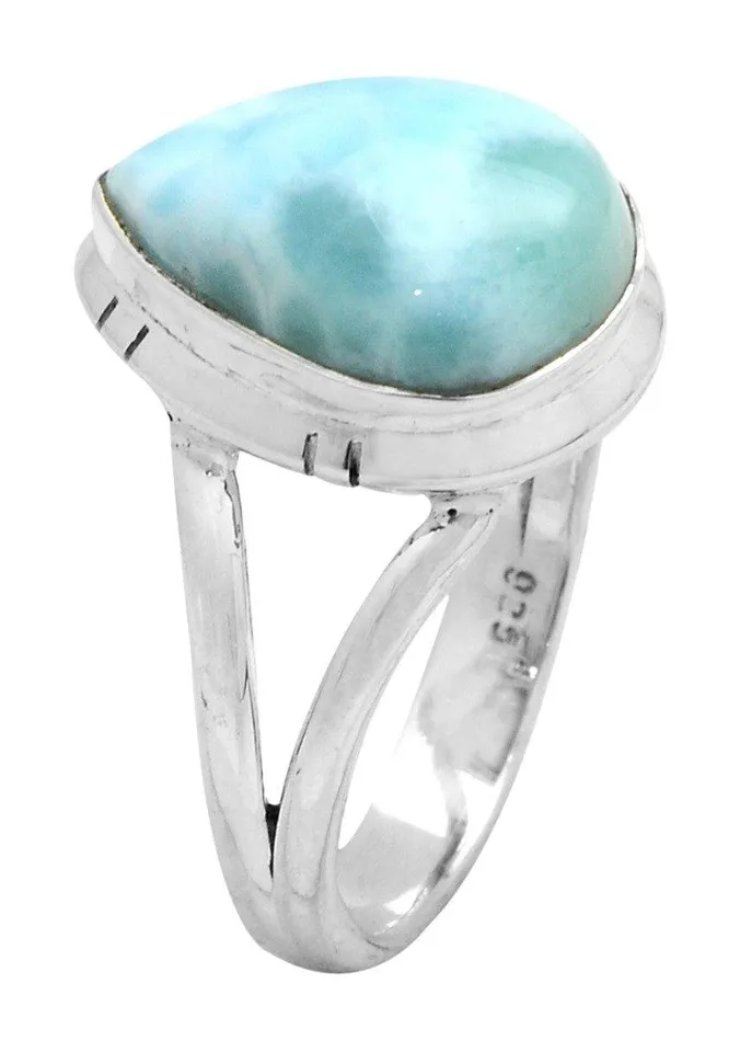 Larimar Solid 925 Sterling Silver Split Shank Ring Jewelry YoTreasure Rings