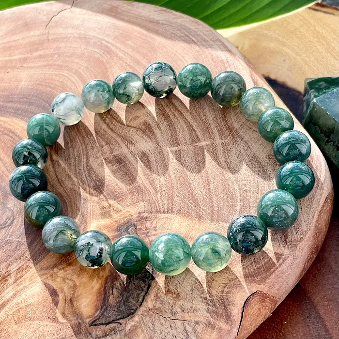 Lily Rose Jewelry Bracelets Moss Agate Mother Gaia Growth Abundance 10mm Stretch Bracelet Lily Rose Jewelry Bracelets Moss Agate Mother Gaia Growth Abundance 10mm Stretch Bracelet